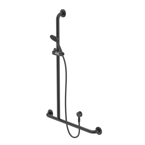 Care Support Shower Set with Inverted T Rail LH  Matte Black [287284]