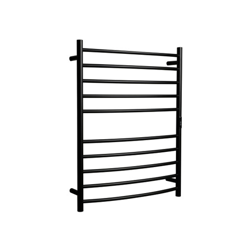 Curved Round Heated Towel Rail 10 Bars Black 900hx700w Inc Timer [286708]