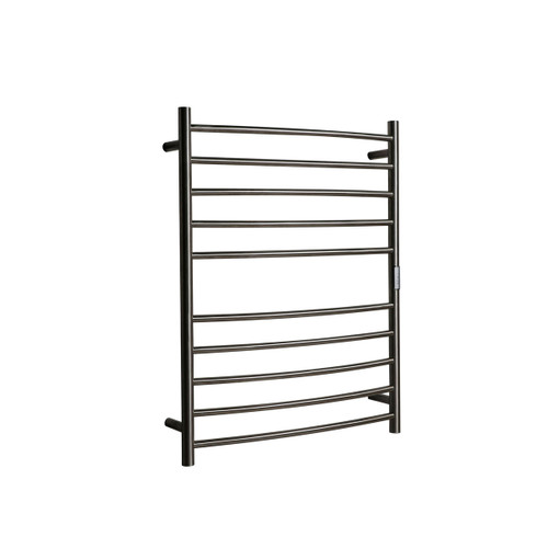 Curved Round Heated Towel Rail 10 Bars Brushed Nickel 900hx700w Inc Timer [286706]