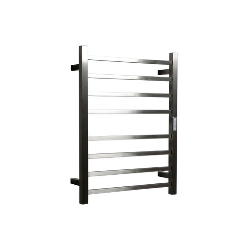 Flat Square Heated Towel Rail 8 Bars Brushed Nickel 700hx530w Inc Timer [286721]