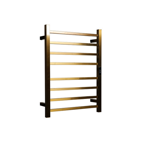 Flat Square Heated Towel Rail 8 Bars Gold 700hx530w Inc Timer [286722]