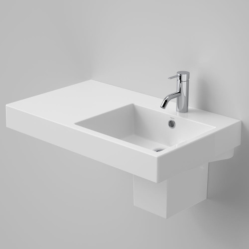 Liano Nexus Wall Basin Left Hand w/Overflow 750mm White 1TH [131403]