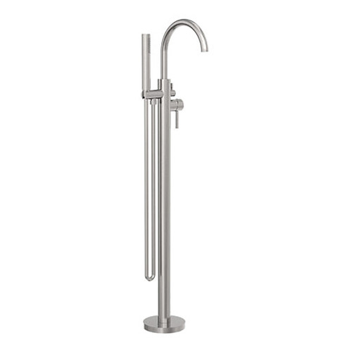 Round Bath Mixer Floormount Freestanding with Handshower 3Star Brushed Nickel [286885]