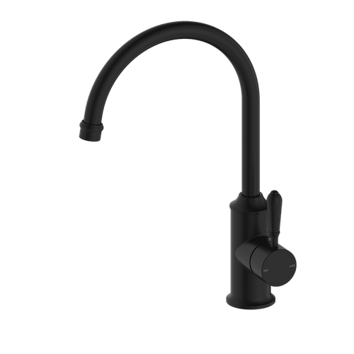 York Sink Mixer Gooseneck Spout with Metal Lever 5Star Matte Black [286954]