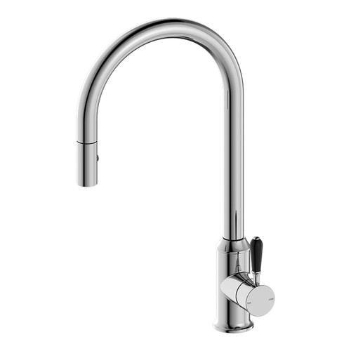 York Sink Mixer (Pull-Out Veggie Spray Function) with Black Porcelain Lever 6Star Chrome [286955]