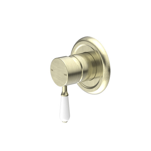 York Bath or Shower Mixer with White Porcelain Lever Aged Brass [287007]