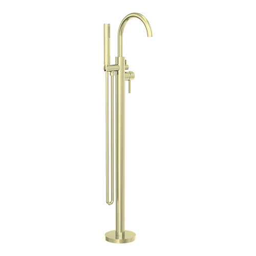 Round Bath Mixer Floormount Freestanding with Handshower 3Star Brushed Gold [287146]