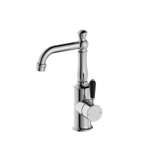 York Basin Mixer with Black Porcelain Lever 5Star Chrome [287025]