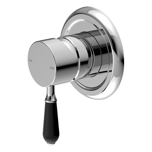 York Bath or Shower Mixer with Black Porcelain Lever Chrome [286940]