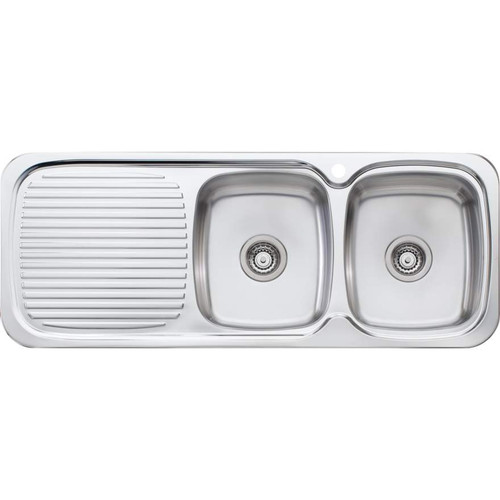 Lakeland Double Bowl Sink with Left Drainer 1 Tap Hole [010539]