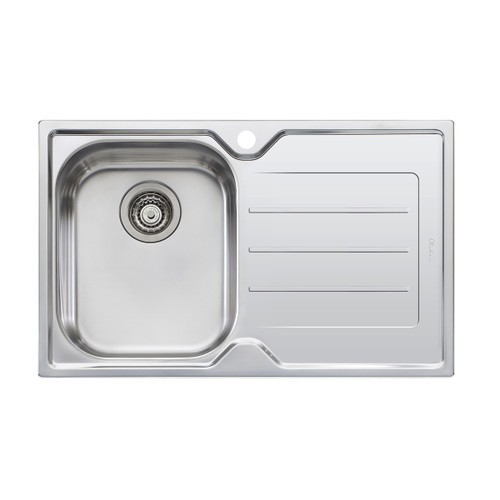 Flinders Sink Single Left Hand Bowl with Drainer 770mm x 480mm (Available 0 or 1 tap hole - specify when ordering) Top Mount Stainless Steel [286073]