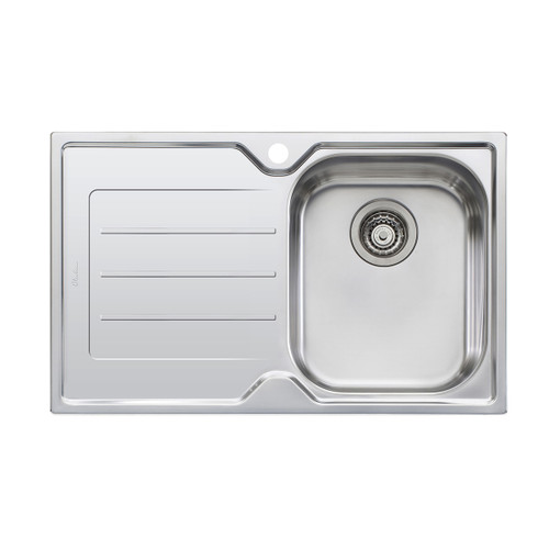 Flinders Sink Single Right Hand Bowl with Drainer 770mm x 480mm (Available 0 or 1 tap hole - specify when ordering) Top Mount Stainless Steel [286074]
