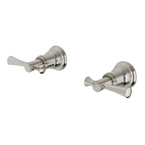Cromford Wall Taps (Top Assemblies) 15mm Extended Spindles Brushed Nickel (Pair) [288854]