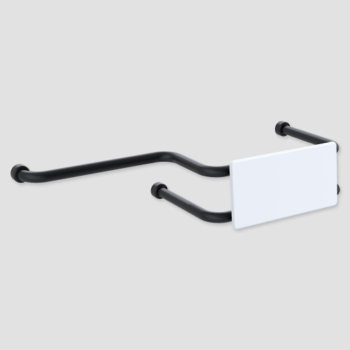 Backrest Wall Mounted with 450mm side extension Hygenic Seal Matte Black [288225]