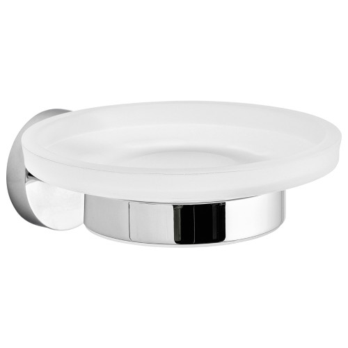 Ceduna Round Glass Soap Holder Dish Chrome [134017]