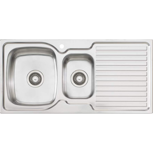 Endeavour 1 & 1/2 Bowl Topmount Sink with Drainer Left Bowl 1 Tap Hole [134033]