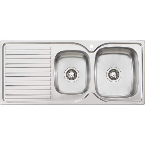 Endeavour 1 & 3/4 Bowl Topmount Sink with Drainer Right Bowl 1 Tap Hole [134037]