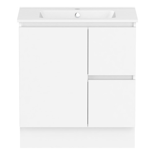 Ascot Floor or Wall Mount Vanity 750mm 2 Drawer RH 1 Door Polar White Gloss [294626]