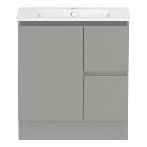 Ascot Floor or Wall Mount Vanity 750mm 2 Drawer RH 1 Door Grey Nouveau [294623]
