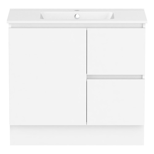 Ascot Floor or Wall Mount Vanity 900mm 2 Drawer RH 1 Door Polar White Gloss [294592]