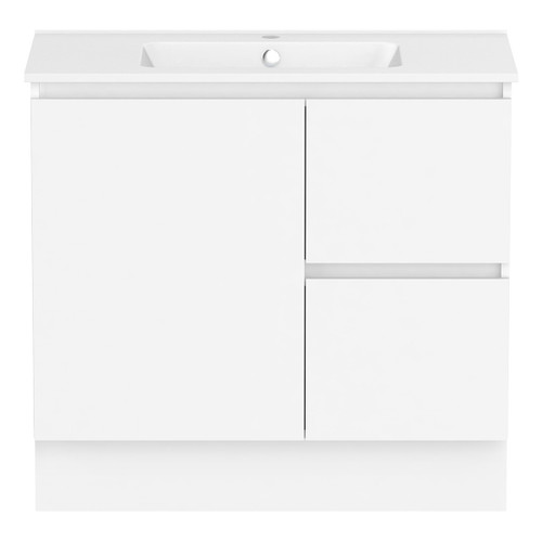 Ascot Floor or Wall Mount Vanity 900mm 2 Drawer RH 1 Door Polar White Matte [294603]