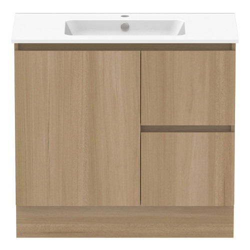 Ascot Floor or Wall Mount Vanity 900mm 2 Drawer RH 1 Door Plantation Ash [294607]