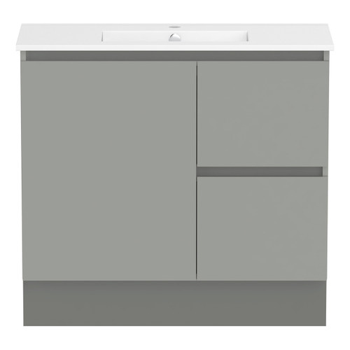 Ascot Floor or Wall Mount Vanity 900mm 2 Drawer RH 1 Door Grey Nouveau [294600]