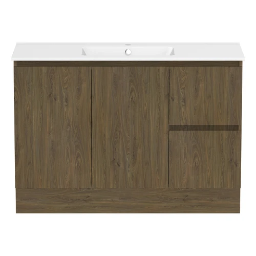 Ascot Floor or Wall Mount Vanity 1200mm 2 Drawer RH 2 Door Natural Walnut [294582]