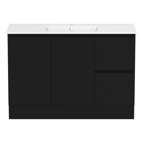 Ascot Floor or Wall Mount Vanity 1200mm 2 Drawer RH 2 Door Black [294579]