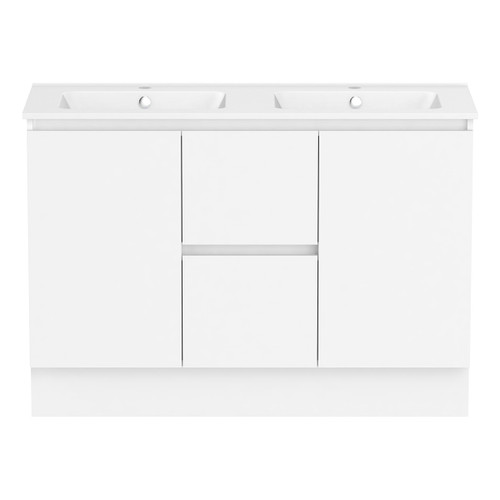 Ascot Floor or Wall Mount Double Vanity 1210mm 2 Draw Centre 2 Door Polar White Gloss [294556]