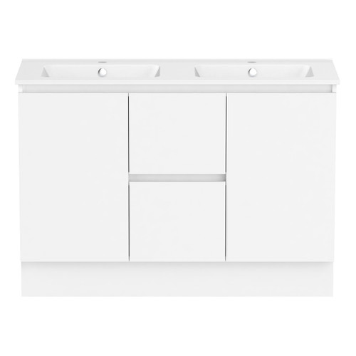 Ascot Floor or Wall Mount Double Vanity 1210mm 2 Draw Centre 2 Door Polar White [294550]