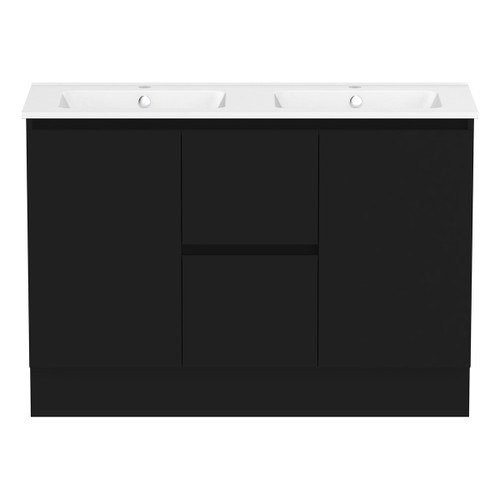 Ascot Floor or Wall Mount Double Vanity 1210mm 2 Draw Centre 2 Door Black [294599]