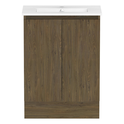 Ascot Floor or Wall Mount Slim Vanity 615mm Natural Walnut [294573]