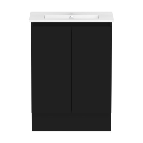 Ascot Floor or Wall Mount Slim Vanity 600mm Black [294585]