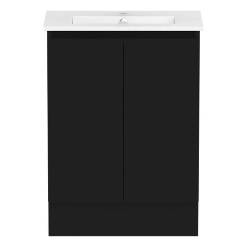 Ascot Floor or Wall Mount Slim Vanity 615mm Black [294585]