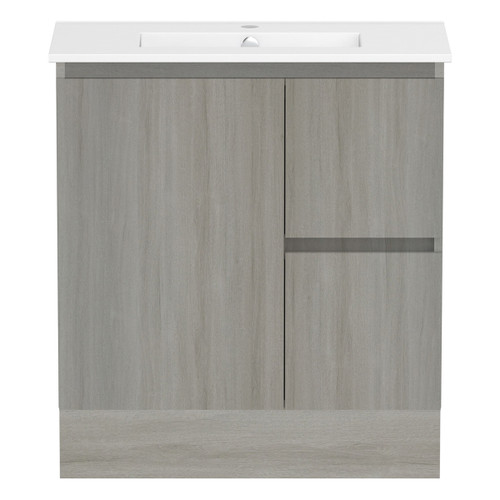 Ascot Floor or Wall Mount Slim Vanity 750mm 2 Drawer RH 1 Door Palomera Oak [294552]