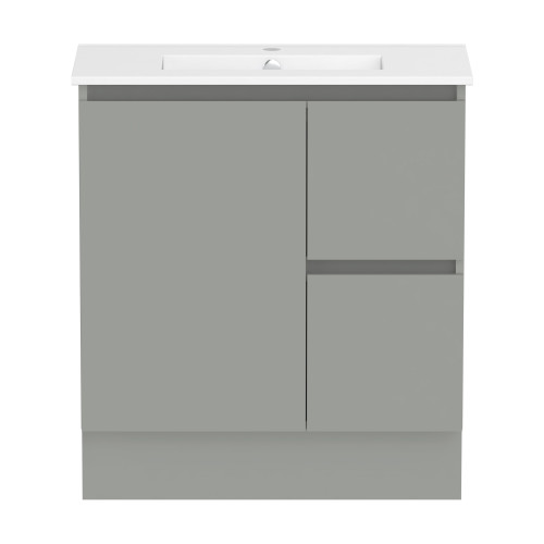 Ascot Floor or Wall Mount Slim Vanity 750mm 2 Draw RH 1 Door Grey Nouveau [294553]