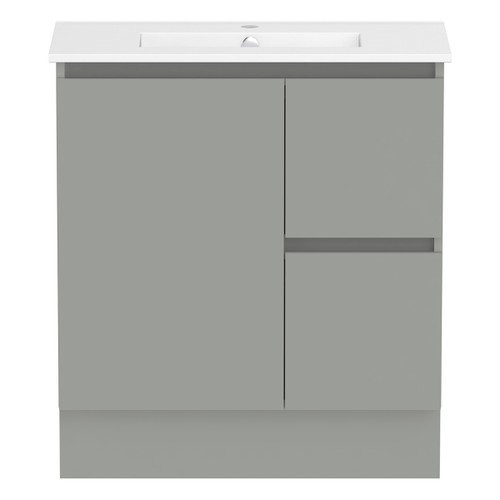 Ascot Floor or Wall Mount Slim Vanity 750mm 2 Drawer RH 1 Door Grey Nouveau [294553]