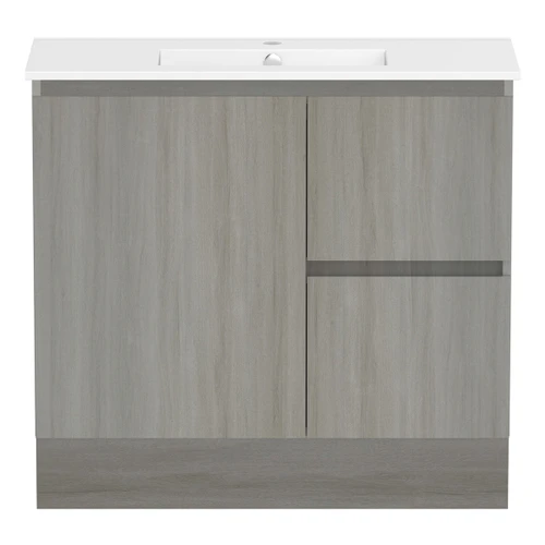 Ascot Floor or Wall Mount Slim Vanity 900mm 2 Drawer RH 1 Door Palomera Oak [294619]