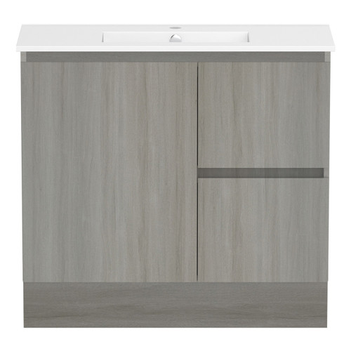 Ascot Floor or Wall Mount Slim Vanity 900mm 2 Drawer RH 1 Door Palomera Oak [294619]