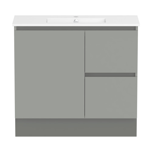 Ascot Floor or Wall Mount Slim Vanity 900mm 2 Draw RH 1 Door Grey Nouveau [294611]