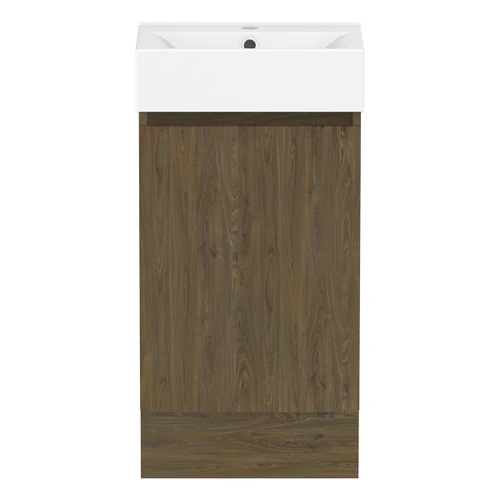 Ascot Floor or Wall Mount Mini Vanity 450mm Natural Walnut [294594]