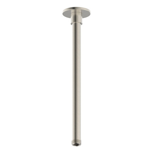 Shower Arm Ceiling Mount Straight Round Flange & Rail 300mm Brushed Nickel [290635]