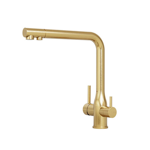 Tripla Elite 3-in-1 Straight Mixer Tap Brushed Gold [293431]