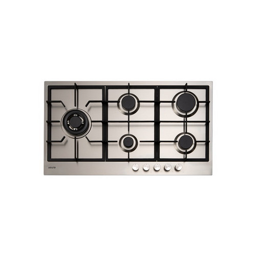 90cm 5 Burner Gas Slimline Cooktop with Triple Ring Wok Burner Stainless Steel [180072]