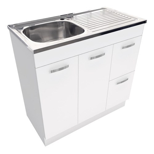 Cabinet On Kickboard 2 Door 2 Right Hand Drawer 304 Stainless Steel 900mm White 1 Tap Hole [158255]
