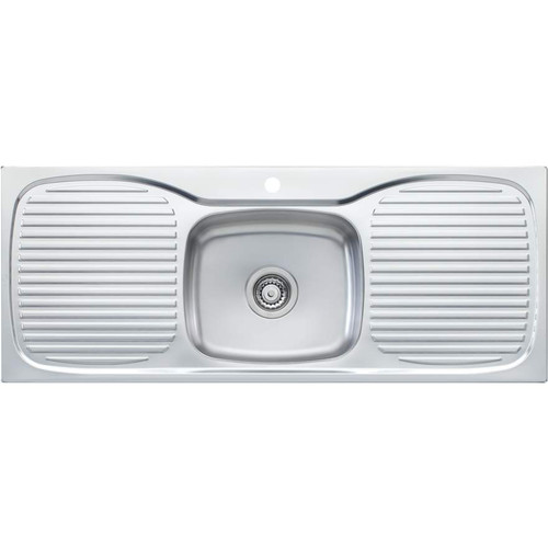 Utraform Single Center Bowl Topmount Sink with Double Drainer 1 Tap Hole [066996]