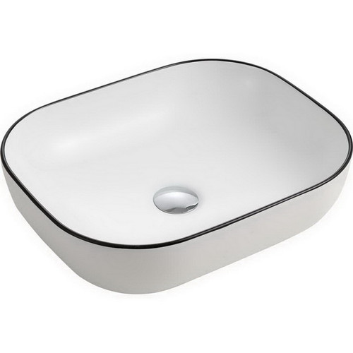 Naples Rectangular Black Line Counter Top Basin White [166162]