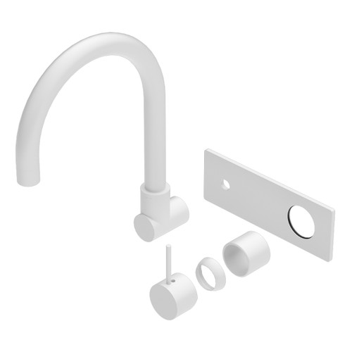 Mecca Wall Basin or Bath Mixer Swivel Spout Handle Up (Trim Kit Only) Matte White [289821]