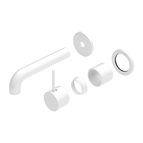 Mecca Wall Basin or Bath Mixer Separate Back Plate Handle Up 120mm (Trim Kit Only) Matte White [290053]